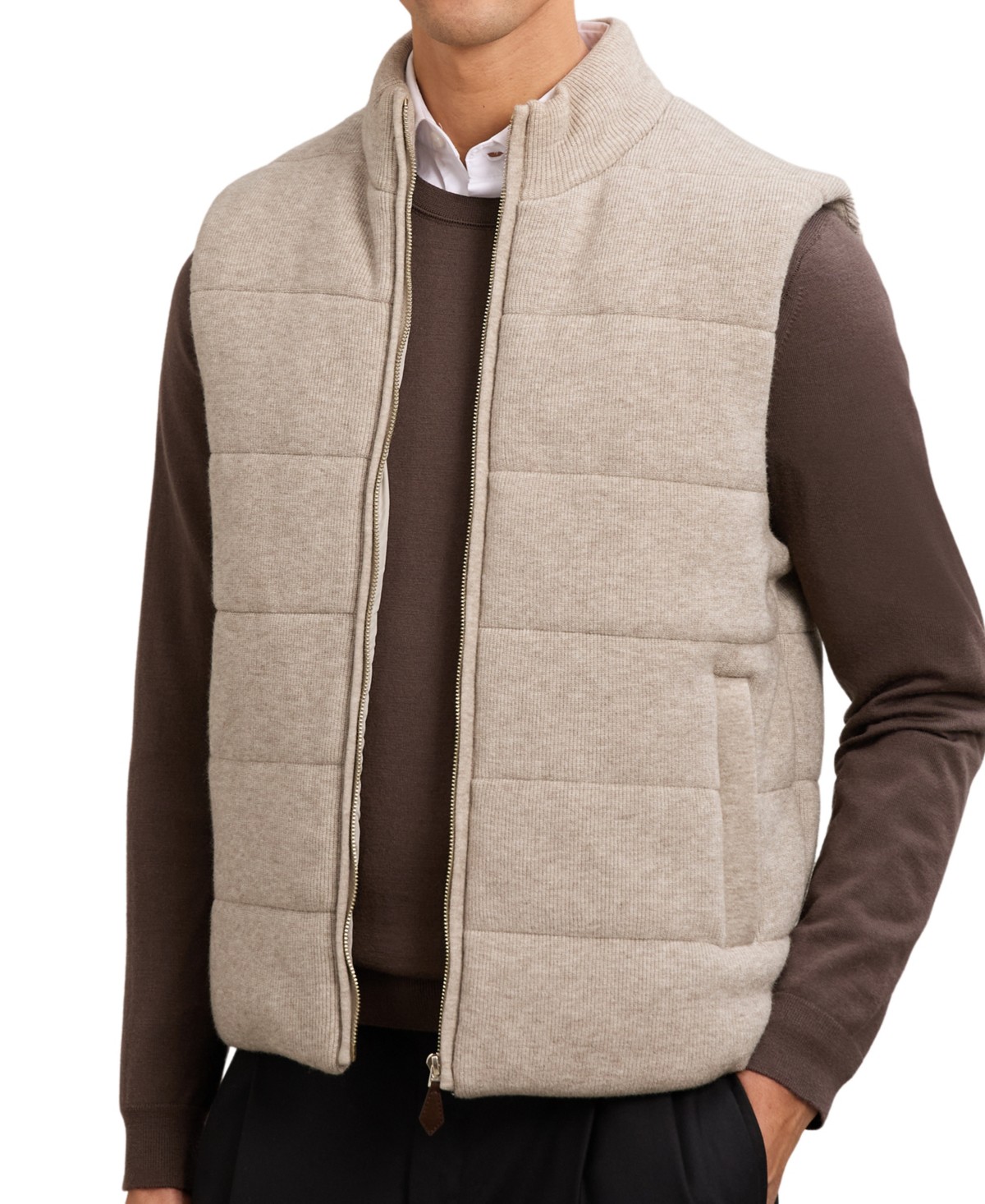 Мужские REISS Men's Otley Rib-Knit Zip-Through Gilet — фото 1