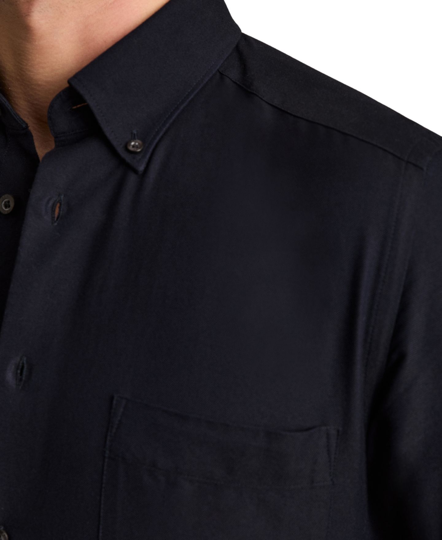 Мужская рубашка REISS Greenwich Slim-Fit Button-Down Collar Cotton Oxford Dress Shirt, цвет: Тёмно-синий — фото 2