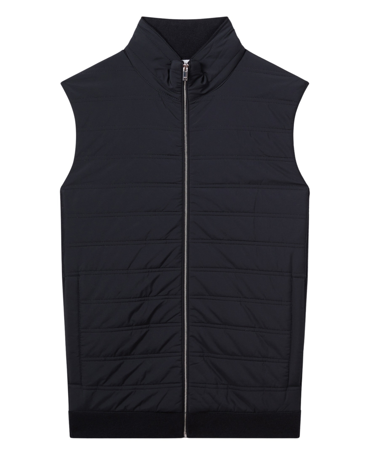 Reiss Men's Hybrid Quilt and Knit Zip-Through Gilet