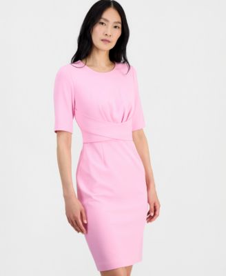 light pink business dress That Trendy Church DRESS that draws people to want to greet and complement  you after service   Dress type:- Churchy and stylish Color;- light  peach/baby pink and white . Material:-Rich Chiffon
