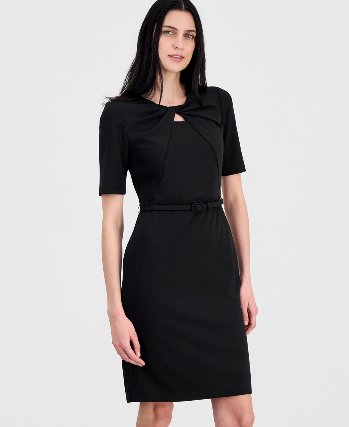 Anne Klein Women's Elbow-Sleeve Twist-Front Sheath Dress view 3 — MAYCSS fashion products