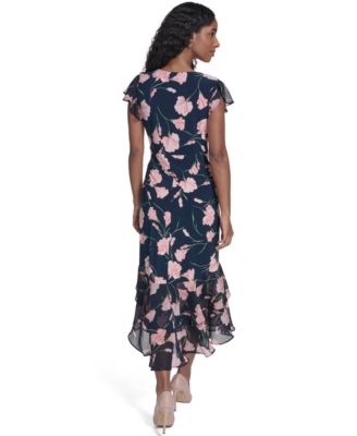 Women's V-Neck Empire Tiered Midi Dress