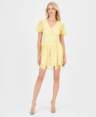 Women's Puff-Sleeve Lace Mini Dress