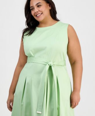 Plus Size Belted Midi Dress