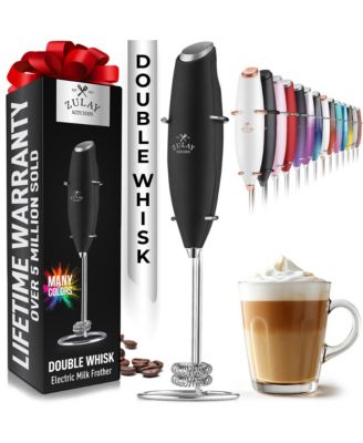 Double Whisk Milk Frother Handheld Mixer - High Powered Frother for Coffee with Improved Motor