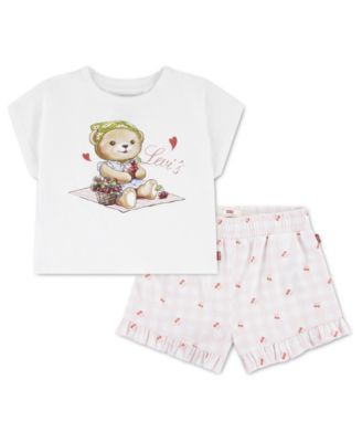 Girls' Toddler 2T-4T Crewneck T-Shirt and Shorts, 2-Piece Set