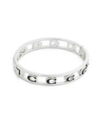 Black Signature C Enamel Openwork Bangle Bracelet