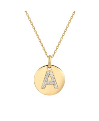 Suzy Levian Suzy Levian Sterling Silver Cubic Zirconia Letter "A" Initial Disc Pendant Necklace