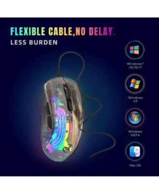 Transparent Wired Gaming Mouse, 12800 DPI Adjustable, RGB Backlight, Ergonomic Lightweight Mouse for Gamers & Office Workers