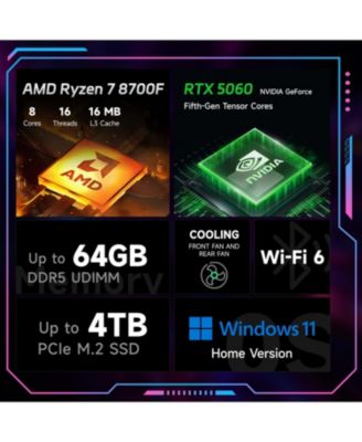 Omen 16L TG03-0000m Gaming Tower Desktop AMD Ryzen 7 8700F 8GB RAM NVIDIA GeForce RTX 5060 512GB SSD Storage Windows 11 Home - Black