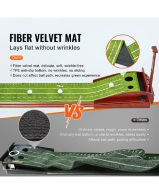 Golf Putting Mat Indoor 2-Hole Green with Ball Return Alignment Guide and Base