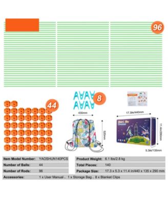 140-Piece Glow Fort Building Kit, STEM Construction Toys