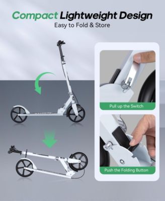 Lightweight Foldable Kick Scooter for Kids 8+ & Teens, Dual Suspension with 8" Wheels, Wide Deck, Supports Up to 330 lbs