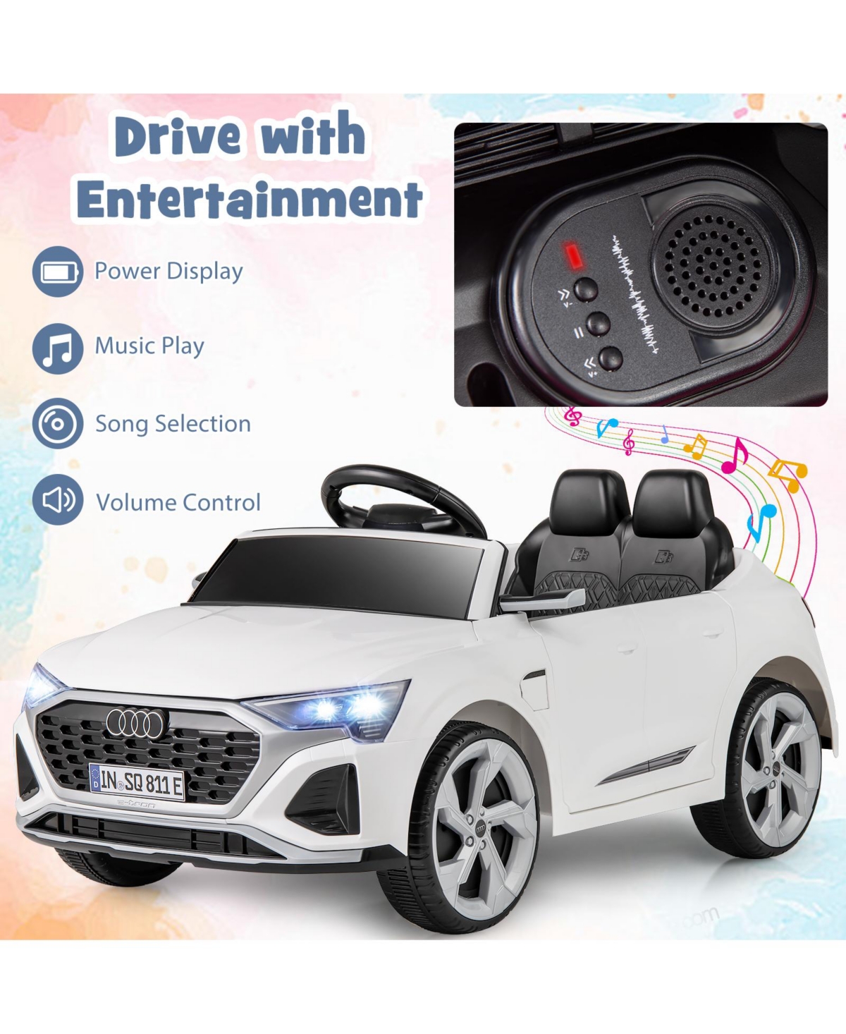 Sugift 12V Kids Ride on Car Licensed Audi SQ8 with Remote Control and 3 Speeds