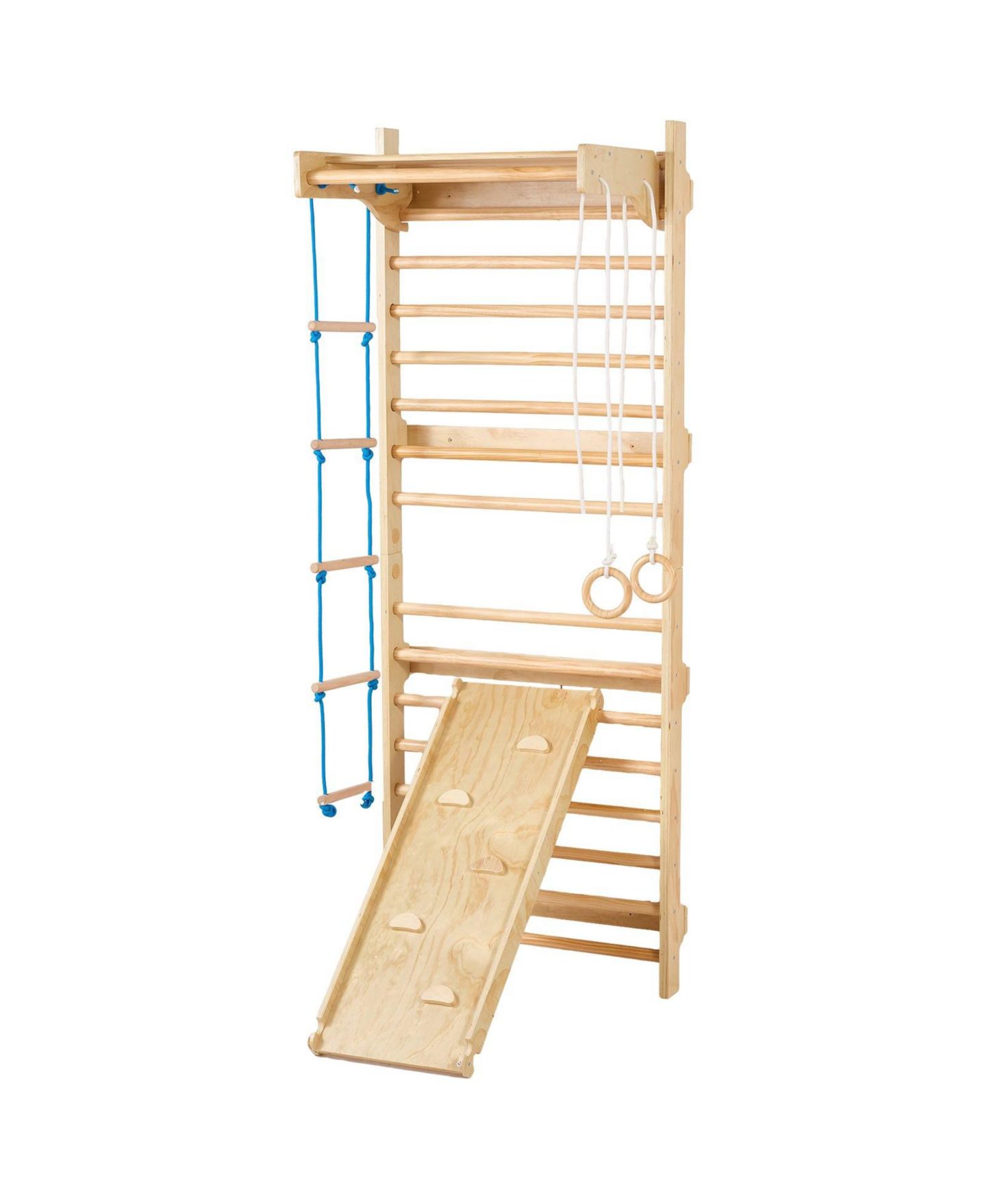 Детская игрушка SUGIFT 5-in-1 Swedish Ladder Wall Gym with Slide & Climbing Features, цвет: Натуральный — фото 1
