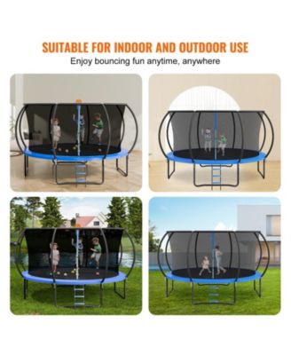 14FT Heavy Duty Trampoline with Net Ladder and Curved Poles