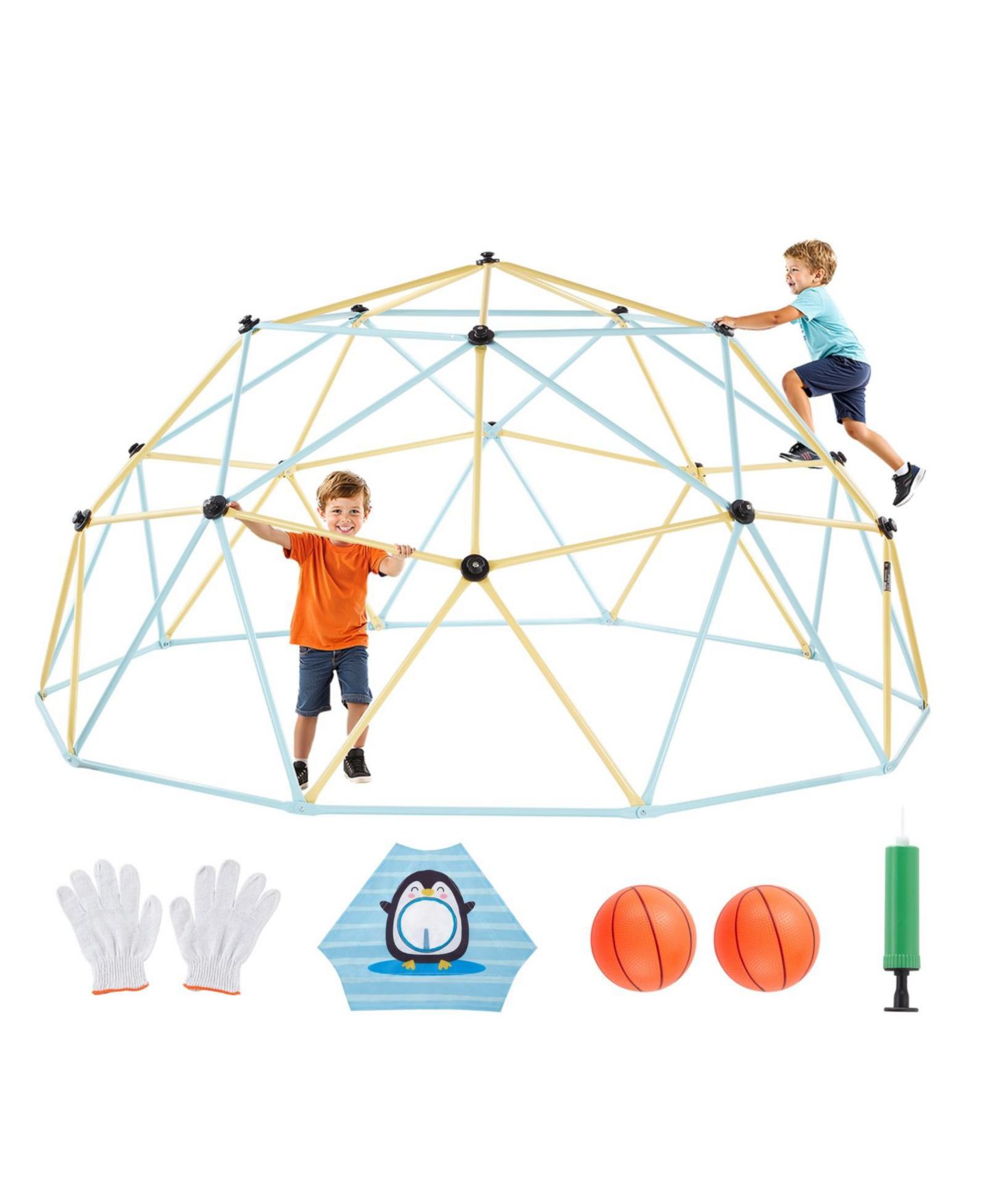 Детская игрушка SUGIFT 10FT Climbing Dome with Octopus Net and Basketballs, 1000 Lb Capacity, Ages 3-10, цвет: Жёлтый — фото 6