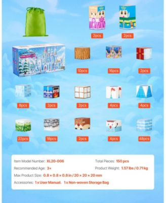 150-Piece Magnetic Blocks, Glacier Castle STEM Toy for Kids