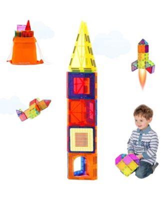 55-PC Magnetic Tiles Starter Set with Car Base & Number Cards