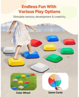 10-PC Large Balance Stepping Stones Set, Non-Slip 220 lb Capacity