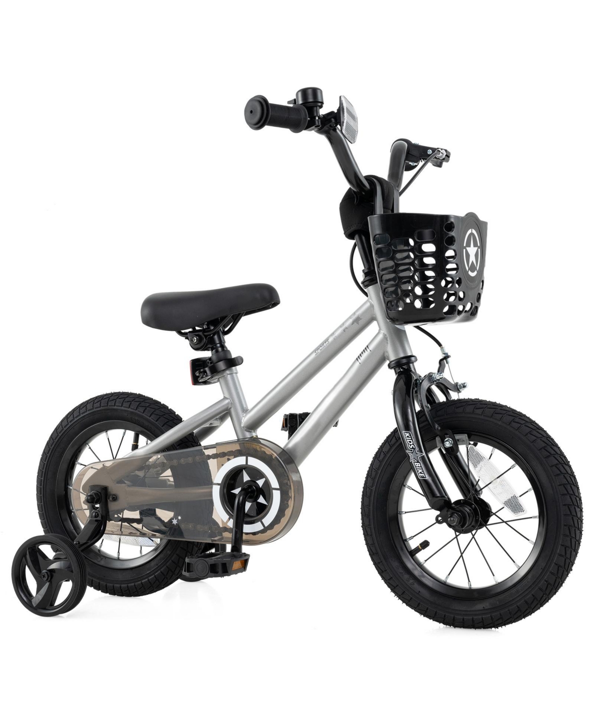 Sugift 12 Inch Kids Bike Adjustable with Transparent Chain Cover for 3-4 Years Old - Black