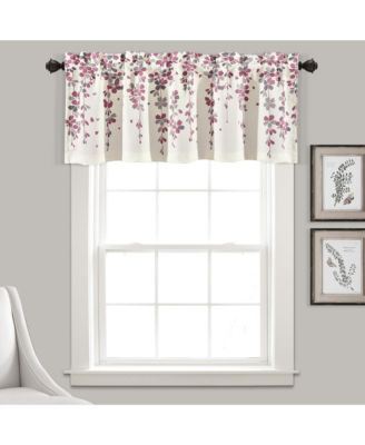 Weeping Flower Room Darkening Valance Curtain Header Purple & Gray - Valances for Windows - Floral Kitchen Curtains
