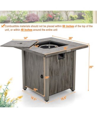28 Inch 40000 BTU Square Fire Pit Table with Lid and Lava Rocks