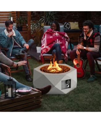 28 Inch 40000 BTU Hexagon Terrazzo Propane Fire Pit Table with Stainless Steel Burner