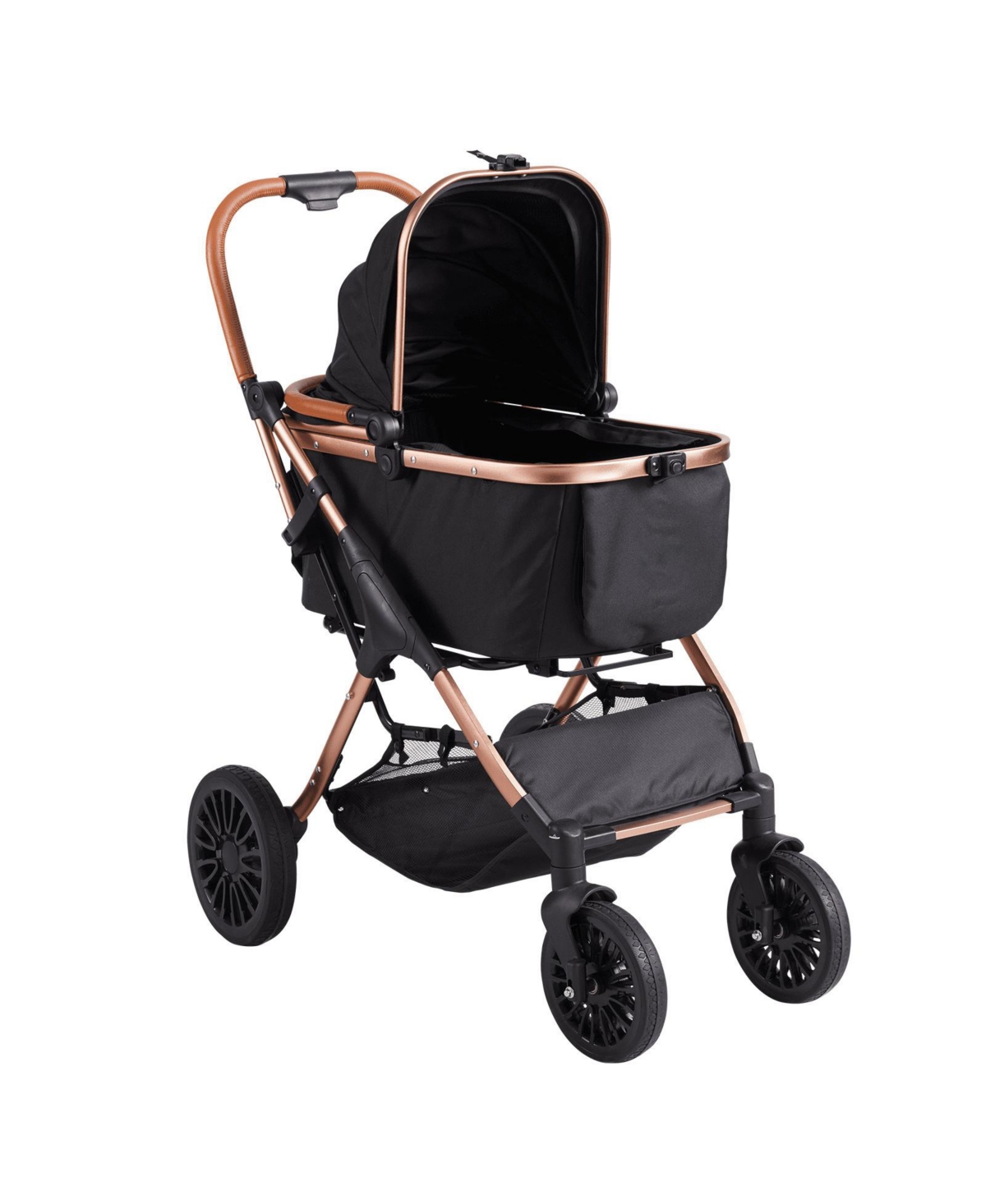 Sugift Pet Stroller 4-Wheel Dog Stroller with Brakes Detachable Carrier 66 Lb Black