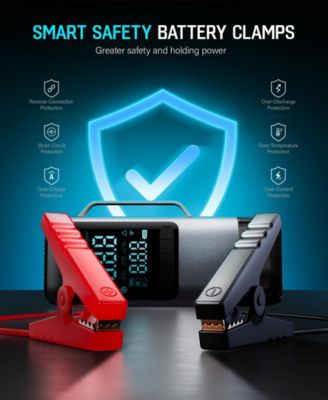 4-in-1 Portable Car Jump Starter with Air Compressor 150 PSI and Vacuum Cleaner 12V 1000A with LED Emergency Light Power Bank and Multi Nozzle Kit