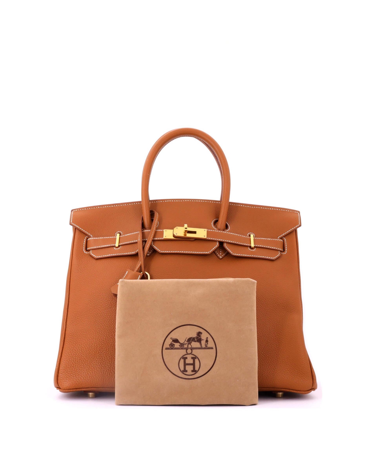Pre-Owned HERMES Birkin 35 Handbag Brown Togo with Gold Hardware