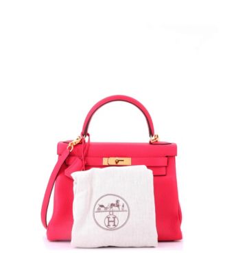 Kelly 28 Handbag Pink Clemence with Gold Hardware