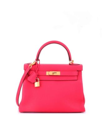 Kelly 28 Handbag Pink Clemence with Gold Hardware