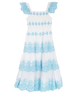 Girls' 7-16 Smocked Square Neck Dress