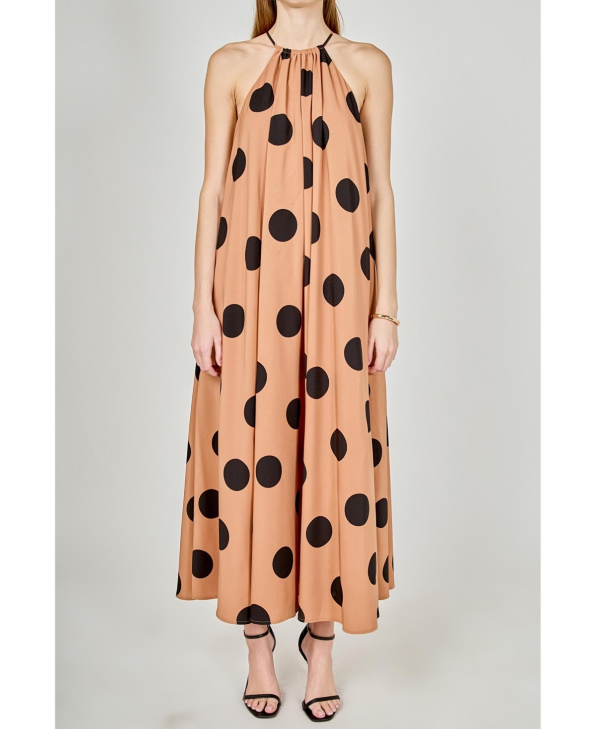 endless rose Women's Polka Dot Halter Neck Maxi Dress