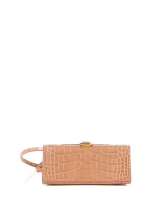 Small Hourglass Top Handle Bag Embossed Leather