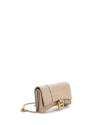 Hourglass Chain Wallet Embossed Leather