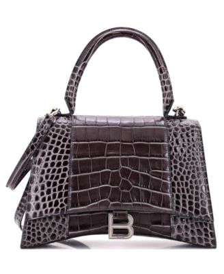Medium Hourglass Top Handle Bag Embossed Leather