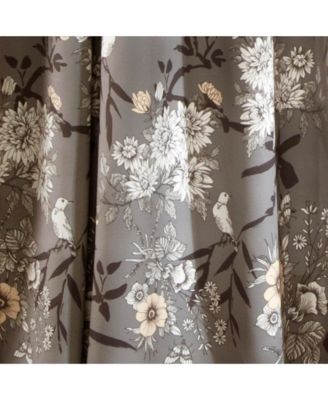 Botanical Garden Light Filtering Window Curtain Panels Pair 52"W x 108"L Gray - Floral Curtains for Living Room - Farmhouse Curtains