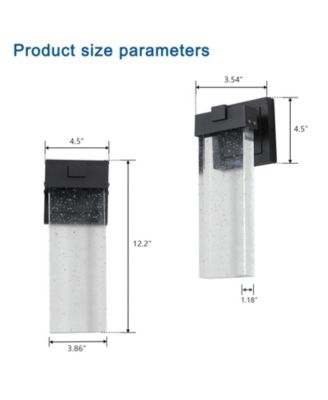 2-Pack Outdoor Wall Light Fixture, Weatherproof LED Wall Sconce with Bubble Crystal and Light Sensor