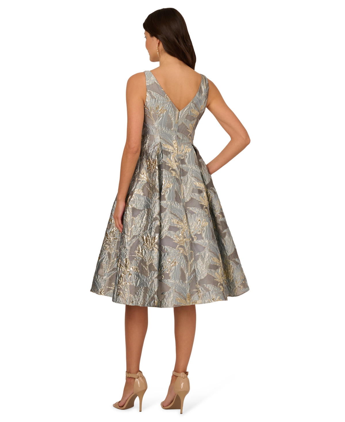 Adrianna Papell Women's Metallic Jacquard Midi Dress