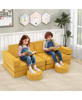 Kids 14-Piece Modular Play Couch Set for Playroom or Bedroom