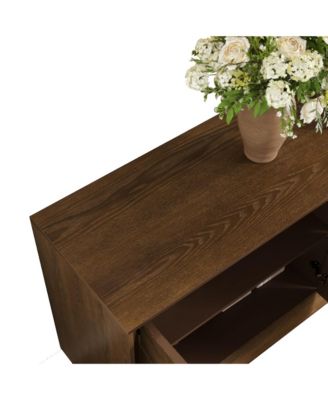 60" Rustic Farmhouse Wood Credenza with Symmetrical Sunburst Doors