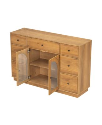 Large Storage Cabinet with 2 Doors and 7 Drawers for Living and Dining Room