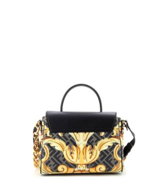 Medium x Fendi Fendace La Medusa Top Handle Bag Printed Laminated Leather with Leather
