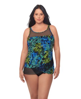 Plus Size Underwire High Scoop Neck Tankini Top