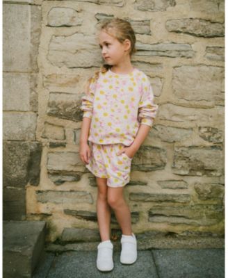 Toddler Girls French Terry Sweatshirt Pink Printed Daisies