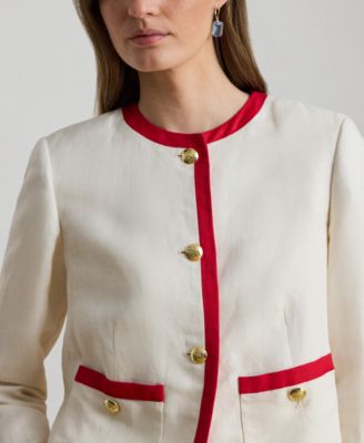 Women's Two-Tone Crewneck Twill Blazer