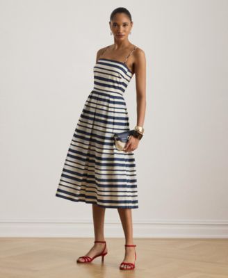 Women's Striped Satin Sleeveless Cocktail Dress