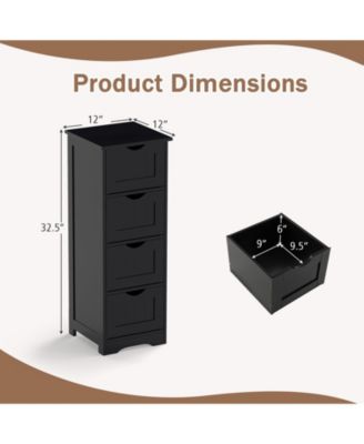 4-Drawer Freestanding Floor Storage Cabinet with Anti-Tip Safety Kit